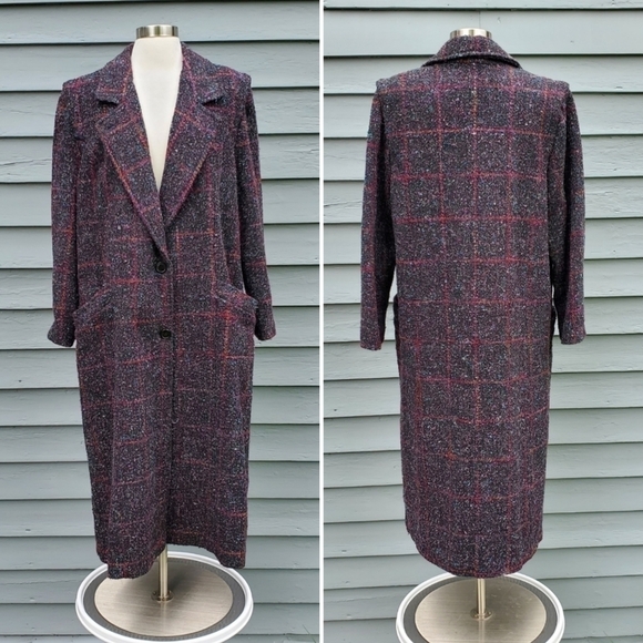 Vintage Jackets & Blazers - Vintage 80s Retro 3M Thinsulate Wool Acadamia Tartan Plaid Outlander Trench Coat